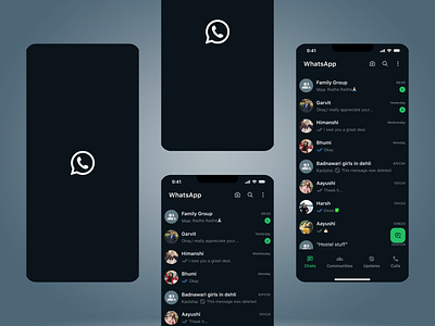 WhatsApp UI 2 screens 3d abstract animation app dribbble graphic design motion graphics ui whatsapp