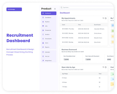 Recruitment Dashboard UI Design Concept: Streamlining the Hiring ui ux design