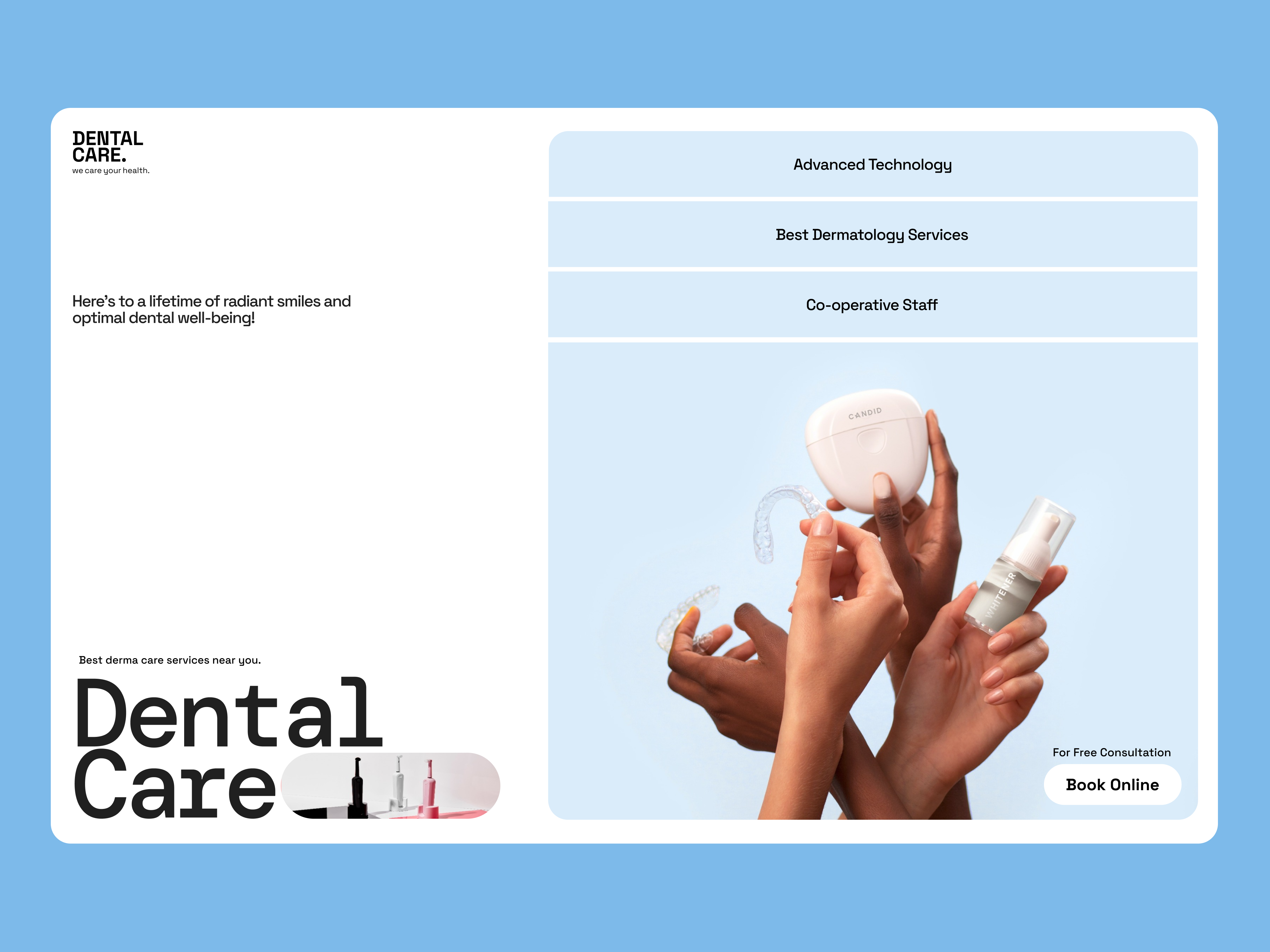 Dental Care Web Design bento care creative dental dental care design dribbble graphic design grids hcd inspiration mobile popular responsive ui ui design ux webdesign website
