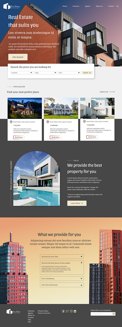 Pro Home - Real Estate Website design research typography ui ux