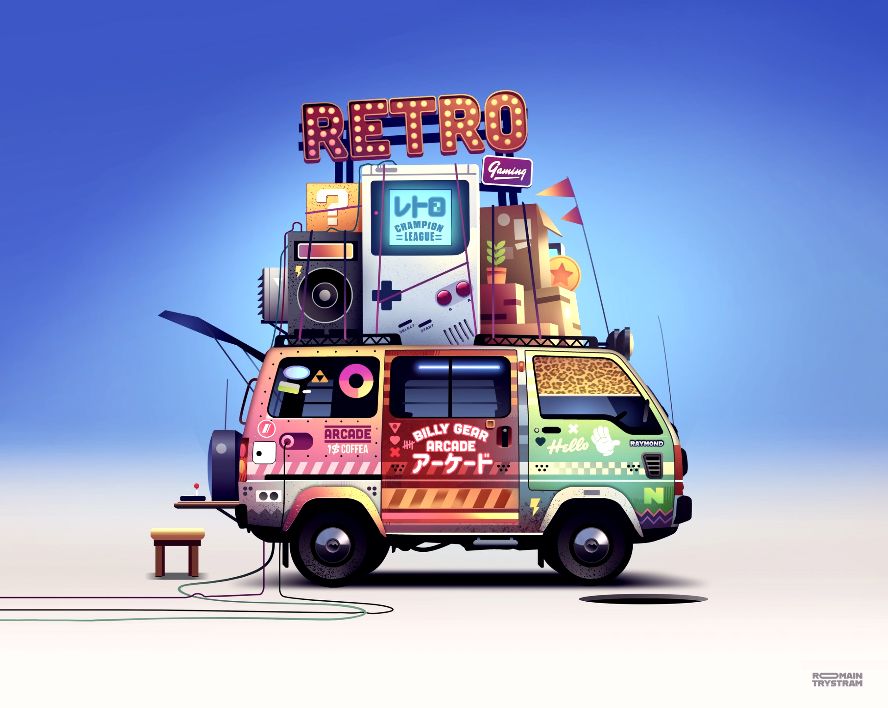 Retro gaming van by Romain Trystram on Dribbble