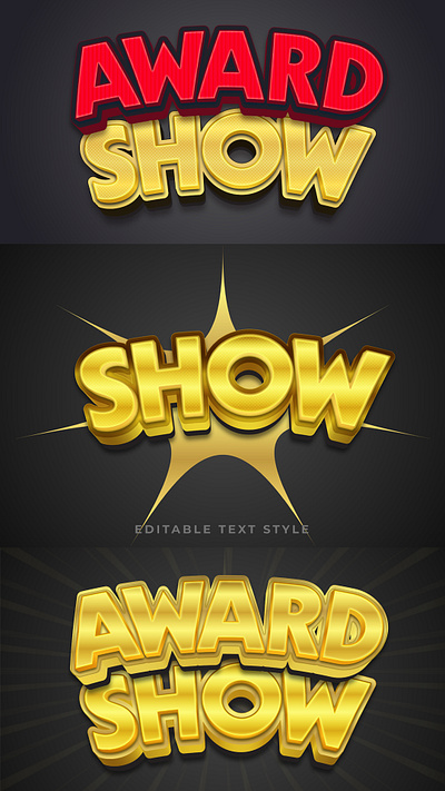 Award show 3d text effect template design creative