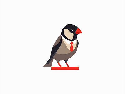 Elegant Java Sparrow Logo animal bird branding design elegant emblem finch geometric icon identity illustration java logo mark nature sparrow suit symbol tie vector