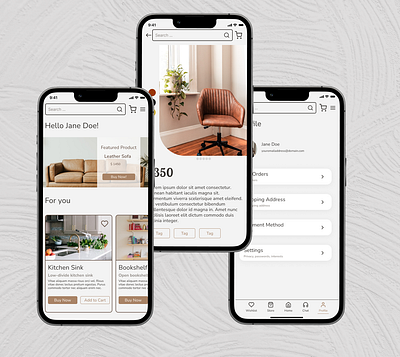 Movable - Furniture Shopping App design system prototyping research ui ux wireframing