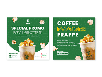 Instagram Post for Coffee Menu Promo ad ads advertisement buy one get one coffee coffee shop company delivery facebook graphic design green instagram point coffee post promo social media square starbuck ui ux