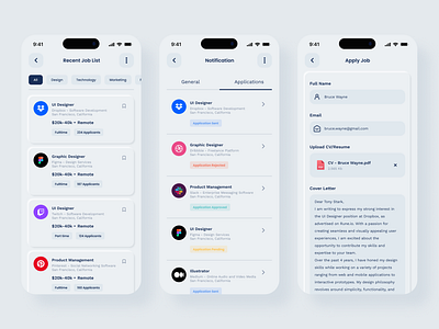 R U N E | Job Finder App - Neumorphism app application clean design find job find work hire job job finder job search minimalism mobile modern neumorphism service skeumorphism ui design unique work