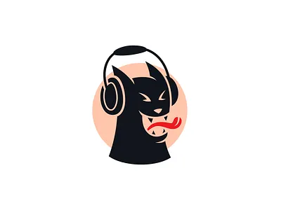 Cat In The Headphones Logo Concept accessories cat earphones headphones instruments label logo modern music musical pop rap recording rock shop song store studio text track
