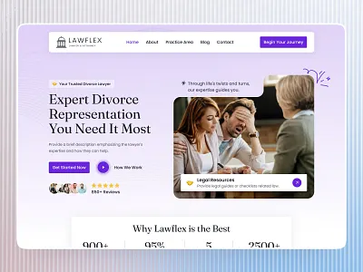 Divorce Law Firm Landing Page UI attorney consultancy consulting fleexstudio gradient interface justice landing page law law firm law website lawyer legal advisor minimal uiux web design website