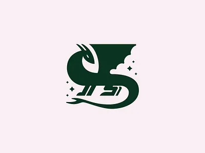 Minimalistic Dragon Logo Concept animal branding creature design dragon fairy graphic design illustration logo minimalistic modern monochrome monster myth shape star stylish tail vector