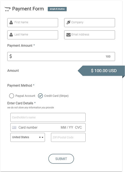 Simple Payment Form css design elementor figma html landing page ui ux web design wix wordpress