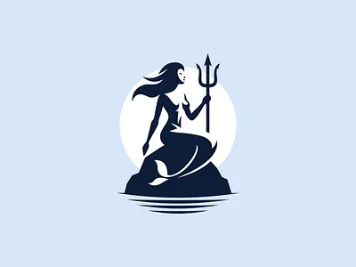 Mermaid Logo Concept beauty elegance fairy tail fantasy grace inspiration magic mermaid minimalism mystery mythology ocean sea seduction shadow silhouette stone symbol trident waves