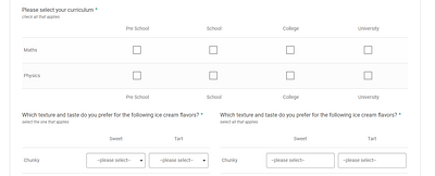 Tabular Survey Form- 02 css design elementor figma html survey form ui ux web design wix wordpress