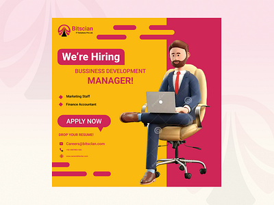 Job Hiring Post 3d animation artdirection brandidentity branding creativedesign designprocess dribbbledesign figma graphic design illustration logo mockupdesign motion graphics pixelperfectdesign printdesign typography ui visualcommunication webdesign