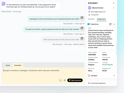 Trengo — Integration Sidebar chat comment composer conversation customer support inbox integration integration directory integration hub message messages sidebar sidebar navigation support support inbox