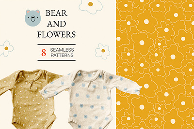 Bear and flowers adobe illustrator adobe photoshop animal background bear children collection design flowers illustration kids pattern spring wild