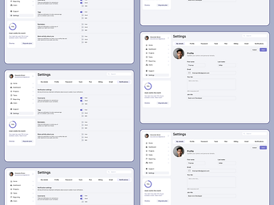 Settings Page app design ui ux