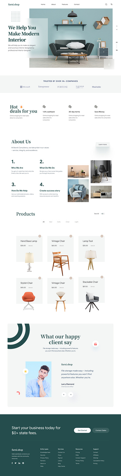 Furniture Company Landing Page Website Design app design furniture store shopify shopify store ui uiux user interface ux web design website