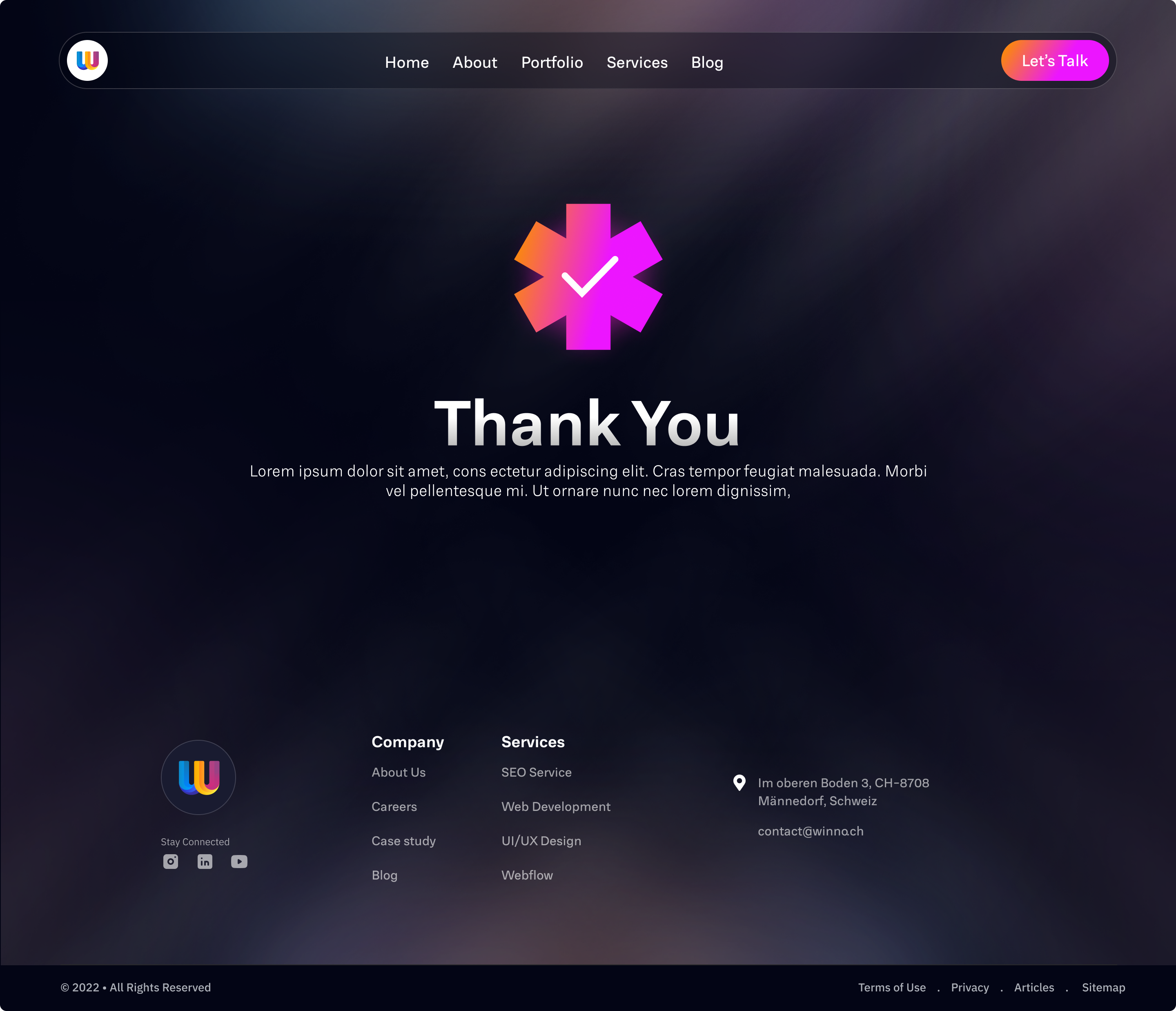 Thank You Page : Minimal Agency agency branding creative agency dark design digital agency glass it landing page orange red red orange thank you thank you page ui
