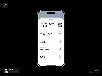 Ticket. DYUI #1 app app design app ui daily dailyui mobile app mobile design passanger qr ticket ui ui design