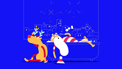 OKOO /// SANTA'S REST ae after effects animation bath bubbles christmas fireworks gif illustration loop party reindeer rest santa xmas