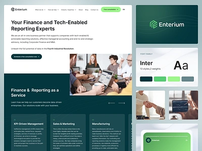 Financial Website Design - Enterium bottle green branding design figma financial graphic design green inter logo modern rebranding ui ux web website