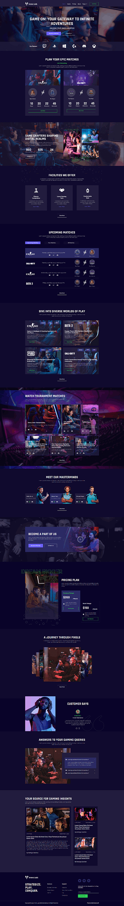 Arena Lads - Esports & Gaming Elementor Template Kit wordpress