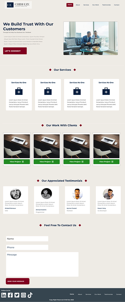 CHIDI EZE Business Consulting LP landingpage ui uiui design