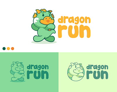 Baby Dragon Run - Cartoon branding cartoon dragon graphic design ill illustration logo