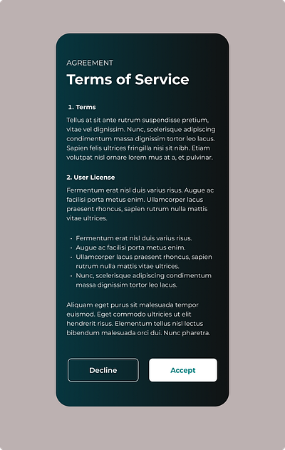 Terms Of Service ui
