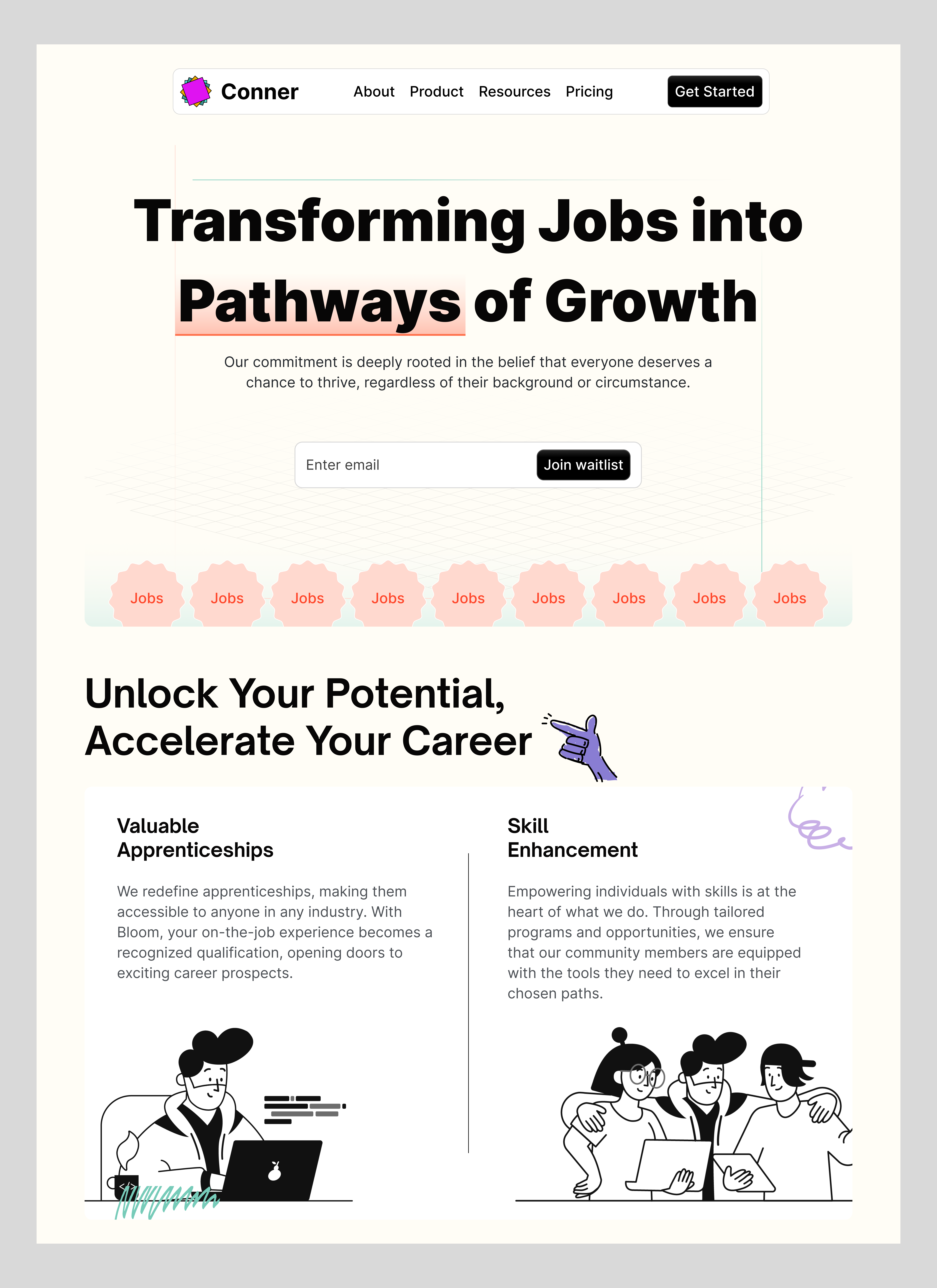 Job apprenticeship landing page branding design graphic design illustration job landing page logo mobile design typography ui