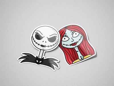 Jack & Sally boy character couple dead design face girl graphic design helloween icon set illustration jack jack sally jack skellington love magic nightmare sally together undead