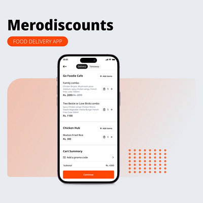 Merodiscounts - Food Delivery APP app delivery delivery app design ecommerce figma food illustration mockup restaurant ui uiux