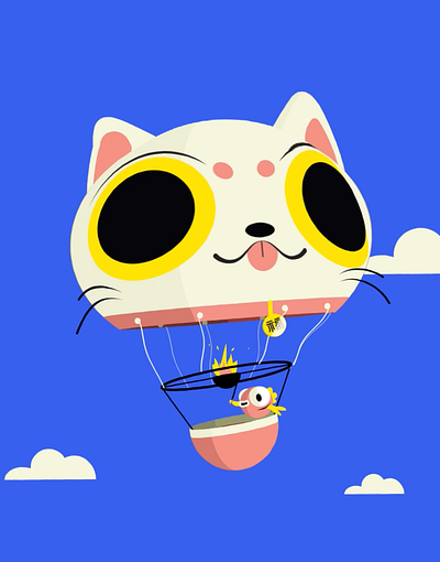 Catnip Cloud Cruiser 2d animation animation balloon cat fantasy fire fish hot air ballon motion motion design motion graphics