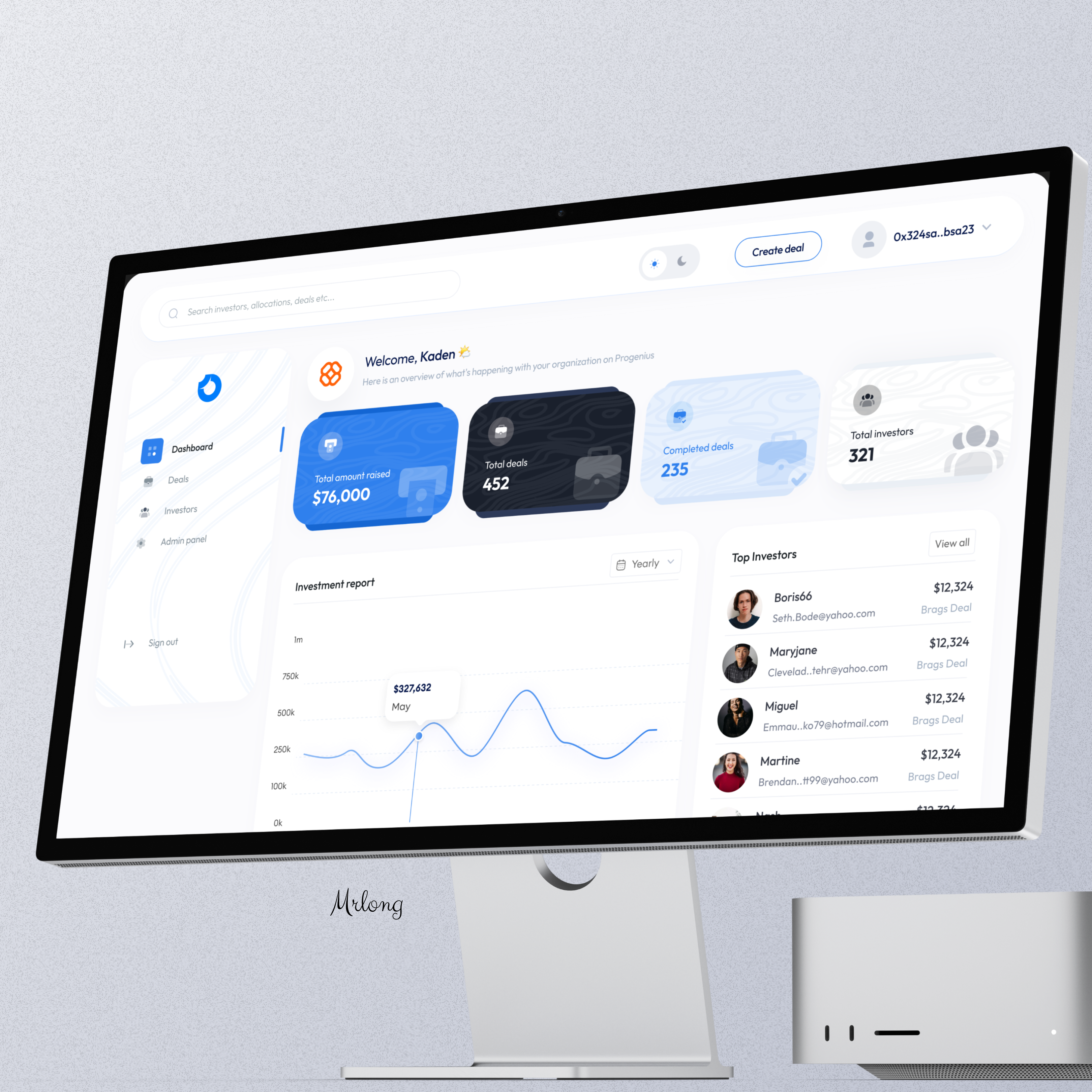 Progenius Crypto Fundraising Dashboard crypto dashboard figma ui web app