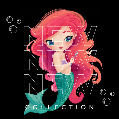Mermaid animation bright colors motion graphics