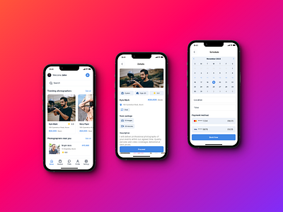 Photographer Booking App photography product design ui ux design