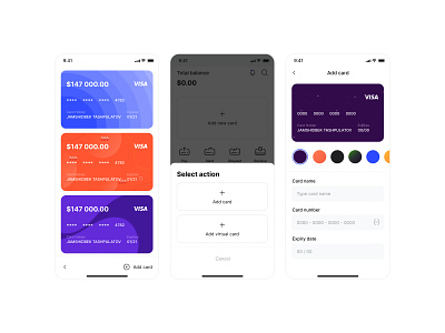 Mobile Banking (WIP) addcard app cards fintech freelance hire light mobile