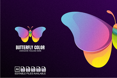 Butterfly Color Logo 3d branding butterfly colorful design graphic design illustration logo