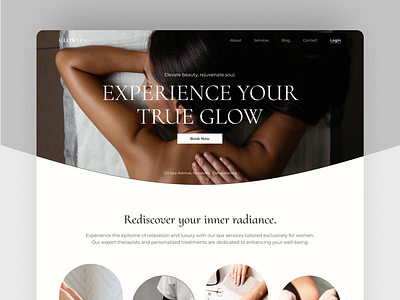 GlowSpa - beauty & Spa Landing Page Figma Template aesthetic beauty and spa beauty salon figma template figma ui homepage landing page minimalist modern peterdraw spa salon ui ui design ui ux user interface web design website website design