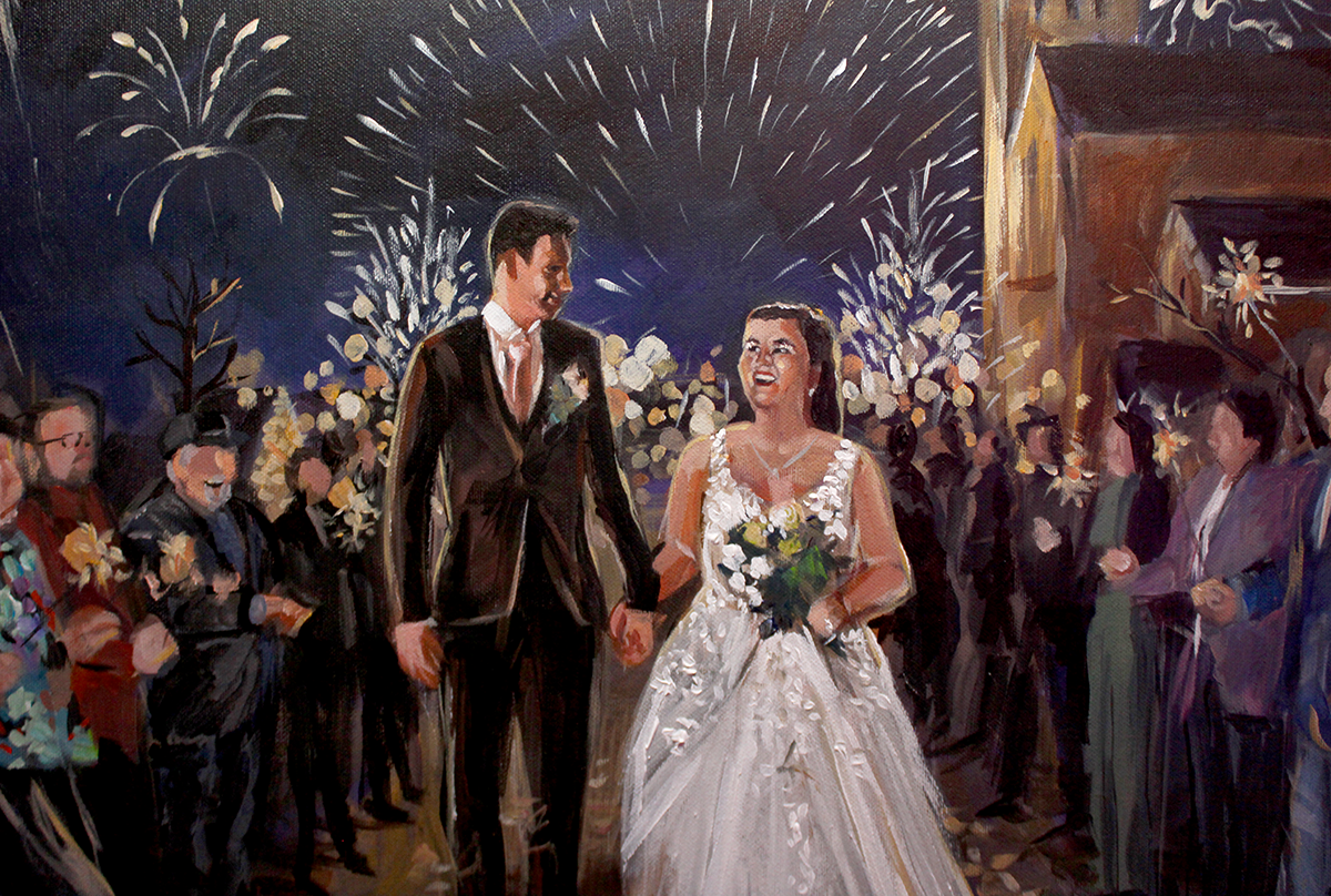 NYE live wedding painting | live painter in the Netherlands live painting live wedding painting netherlands nye painting sparklers wedding wedding painting wedding party