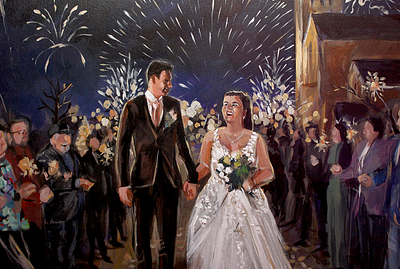 NYE live wedding painting | live painter in the Netherlands live painting live wedding painting netherlands nye painting sparklers wedding wedding painting wedding party