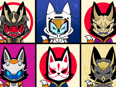 Lyco - NFT Series character characterdesign illustration japanesemask mecha