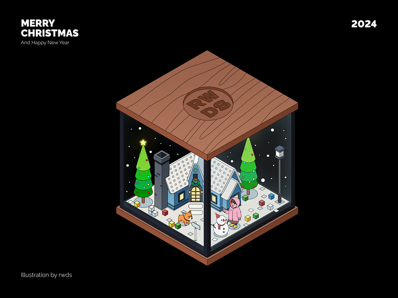 Box box chrsitmas crypto glass house illustration isometric snow tree web3