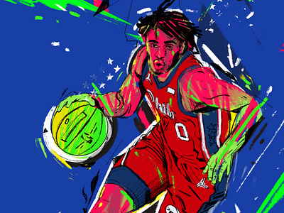 Tyrese Maxey 76ers basketball illustrations character design illustrated illustrated nba illustration illustrator nba nba illustration nba illustrator people portrait portrait illustration procreate