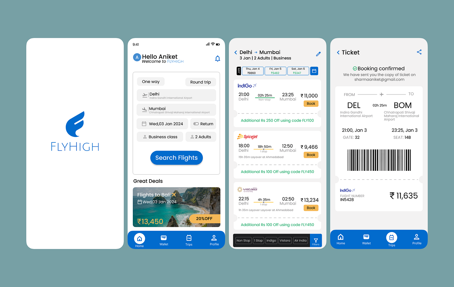 Flight Booking App - UI by Shailaja Jaiswal on Dribbble