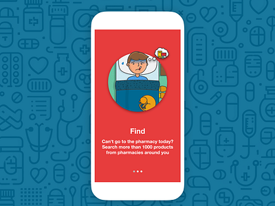 Onboarding illustration for a pharmacy delivery app branding components design illustration ui