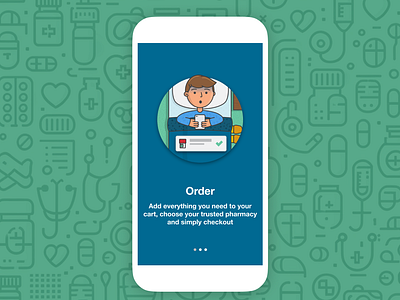 Onboarding illustration for a pharmacy delivery app branding components design illustration ui vector