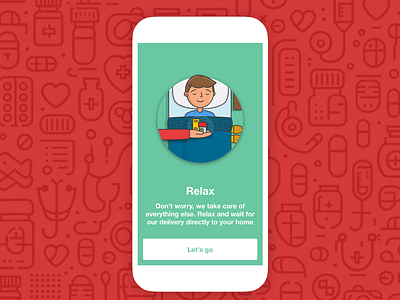 Onboarding illustration for a pharmacy delivery app branding components design illustration ui