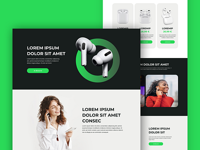 Earpods Ecommerce Store earbuds earbuds landing page earpods earpods ui