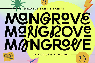 Mangrove Font Duo branding chunky cool duo experimental fresh fun loopy mixable modern monoline pairing playful quirky sans script trendy